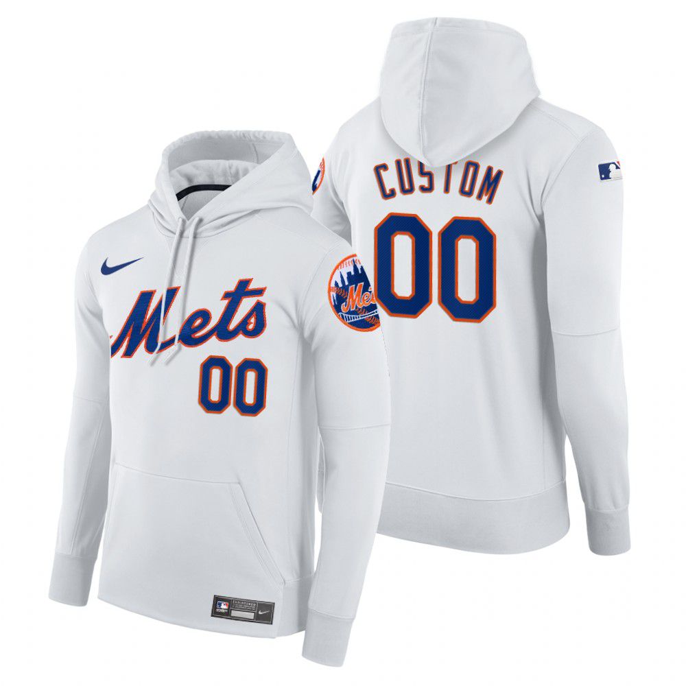 Men New York Mets #00 Custom white home hoodie 2021 MLB Nike Jerseys